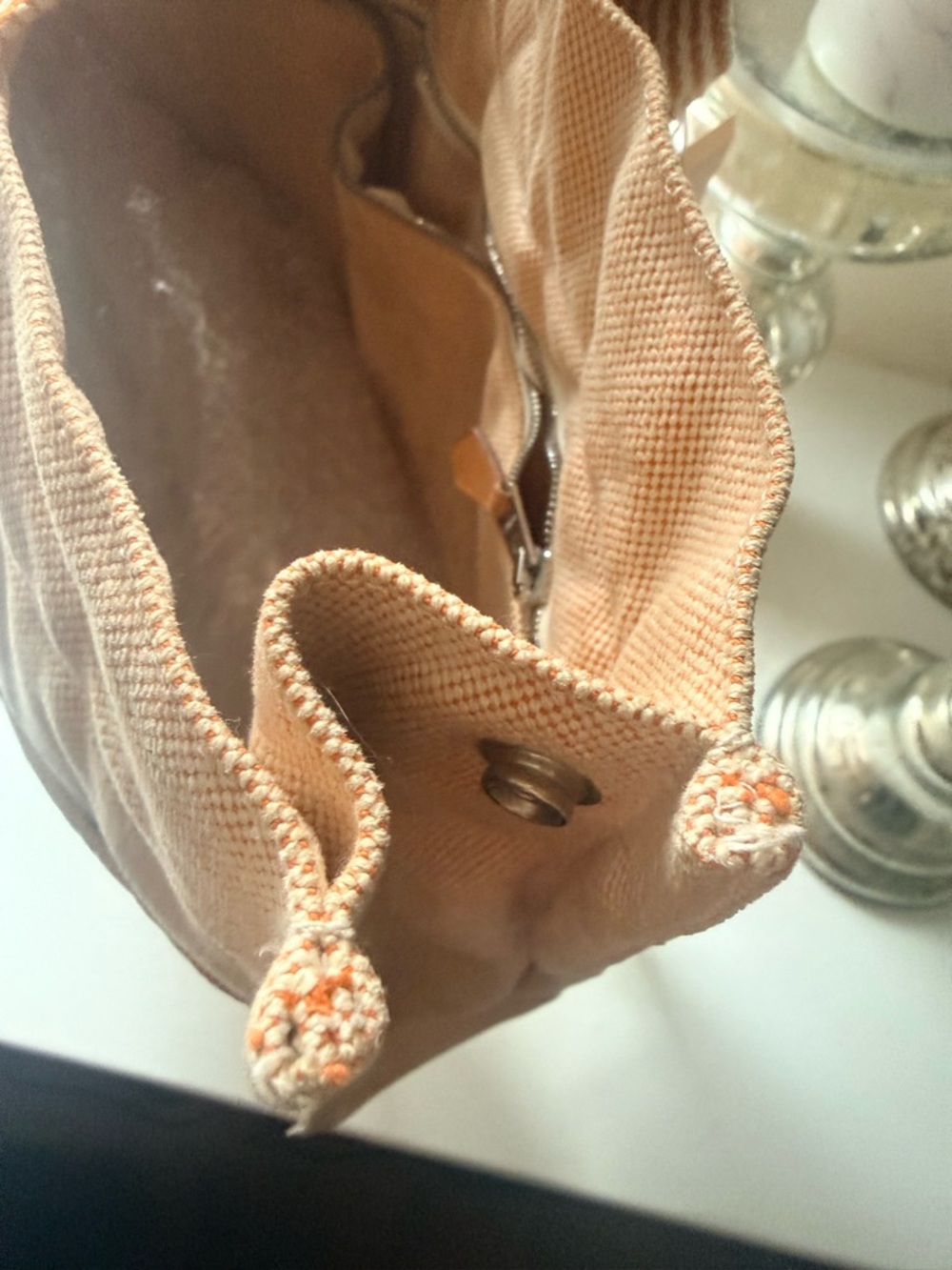 Authentic Hermès MM (medium) tote in the iconic cream canvas/  signature orange - Picture 6 of 16